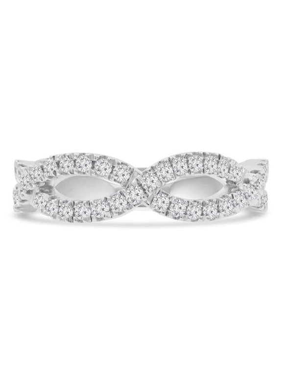 0.33 CTW Round Diamond Braided Semi-Eternity Anniversary Wedding Band Ring in 14K White Gold - Size 4