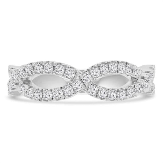 0.33 CTW Round Diamond Braided Semi-Eternity Anniversary Wedding Band Ring in 14K White Gold - Size 5.5