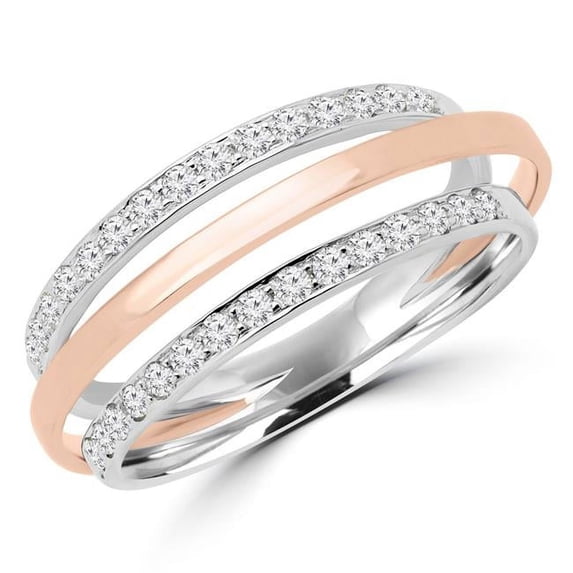 0.33 CTW Round Diamond Cocktail Ring in 14K Two-Tone Gold - Size 3.5