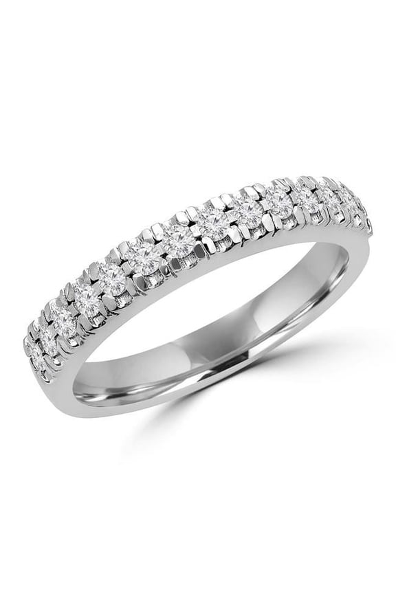 0.33 CTW Round Diamond Semi-Eternity Wedding Band Ring in 14K White Gold - Size 5
