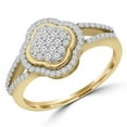 thumbnail image 1 of 0.33 CTW Round Diamond Split Shank Halo Clover Cocktail Ring in 14K Yellow Gold - Size 4.25, 1 of 1