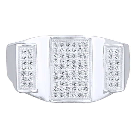 AFFY 0.33 Carat (Ctw) Round Shape White Natural Diamond Men's Anniversary Ring 10k Solid Gold