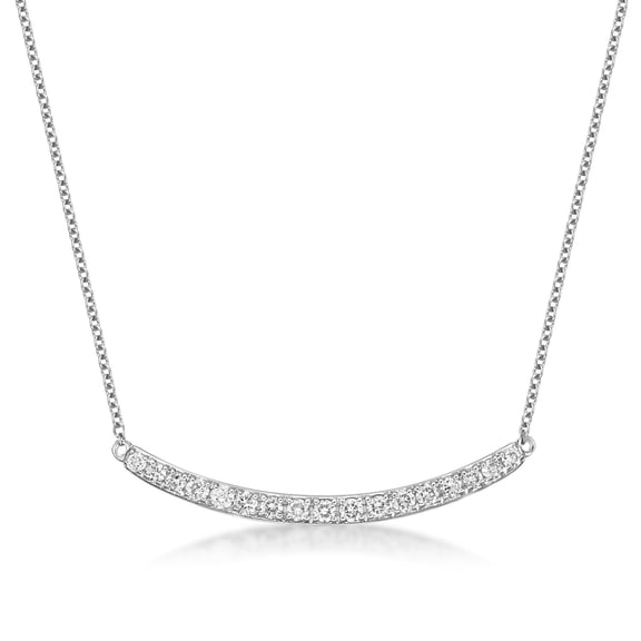 0.33 Carat Lab Grown Diamond Curved Bar Pendant Necklace G-H Color / 14K White G