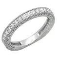 thumbnail image 1 of 0.33 Carat (ctw) 18K White Gold Round Cut Diamond Ladies Millgrain Anniversary Wedding Stackable Band 1/3 CT, 1 of 8