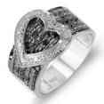 thumbnail image 1 of 0.33 Carat (ctw) Sterling Silver Buckle Heart Round Black & White Diamond Cocktail Right Hand Ring 1/3 CT, 1 of 1