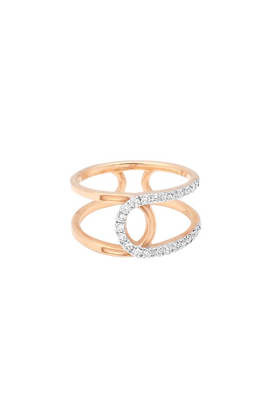 0.33 Ct. IGI Natural Diamond Rose Gold Open Band Ring in 18K for Women Gift Size 6.5 US 18kt