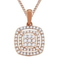 thumbnail image 1 of AFFY 0.33 Ct Round Natural Diamond Double Halo Cluster Pendant Necklace In 14K Solid Rose Gold, 1 of 1