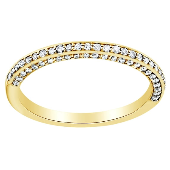 AFFY 0.33 Ct Round Shape White Diamond Contour Band Ring In 14K Solid Yellow Gold By