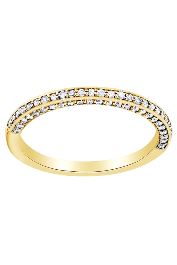 0.33 Ct Round Shape White Diamond Contour Band Ring In 14K Solid Yellow Gold