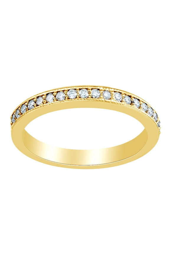 0.33 Ct Round Shape White Diamond Contour Band Ring In 14K Solid Yellow Gold