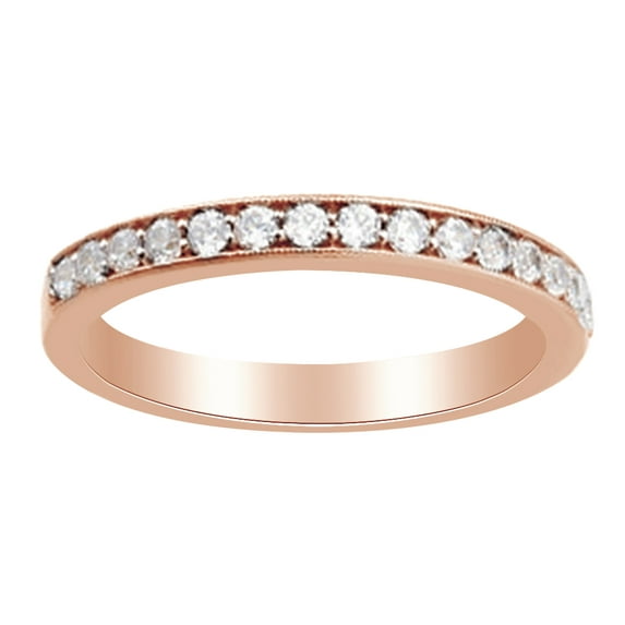 AFFY 0.33 Ct Round Shape White Diamond Engagement Wedding Ring In 14K Solid Rose Gold