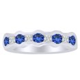thumbnail image 1 of AFFY 0.33 Ct Simulated Blue Sapphire & 0.33 Ct White Natural Diamond Anniversary Band Ring in 14k White Gold Ring Size - 4, 1 of 2