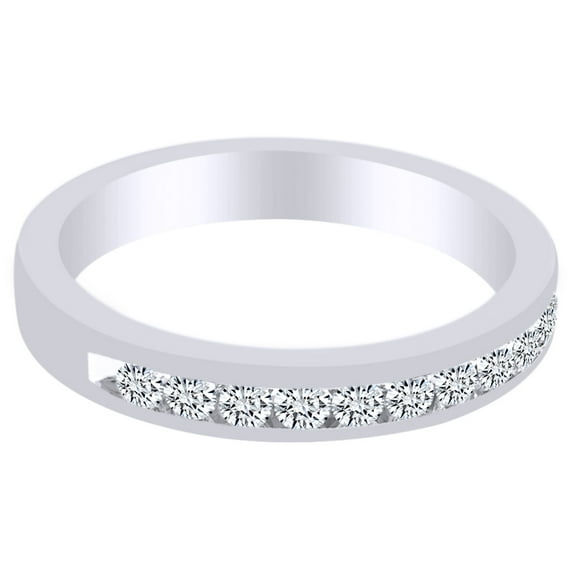 AFFY 0.33 Ct White Natural Diamond Anniversary Band Ring in 14k White Gold