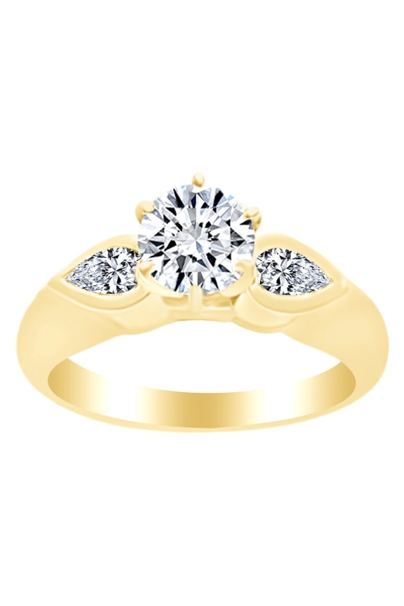 0.33 Ct White Natural Diamond Semi Mount Engagement Ring in 14k Yellow Gold Ring Size - 8.5
