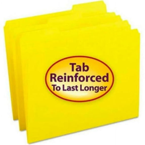 0.33 Cut Reinforced Top Tab Letter File Folders, Yellow - 100 per Box