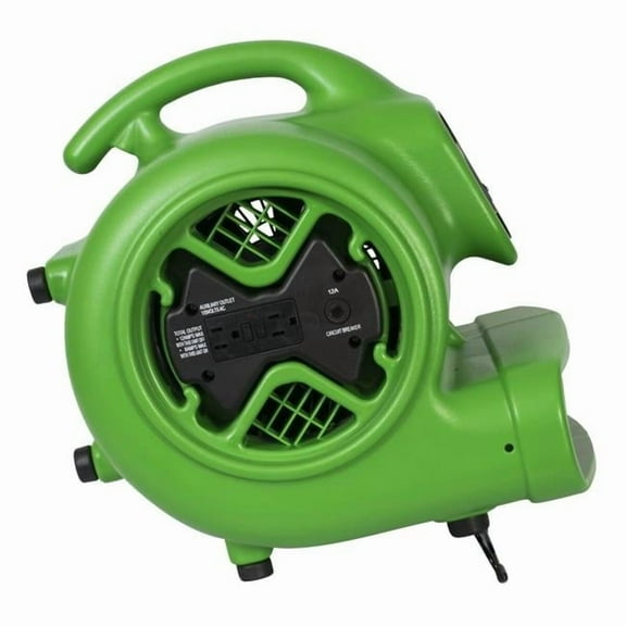 0.33 HP 2400 CFM 3-Speed Air Mover, Carpet Dryer Floor Fan Blower with Built-in GFCI Power Outlets, Green