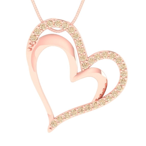 0.33 ct Brilliant Round Cut Natural Morganite 14k Rose hypoallergenic Solid gold Designer Everyday Affordable Dainty Necklace Pendant with 16" Chain