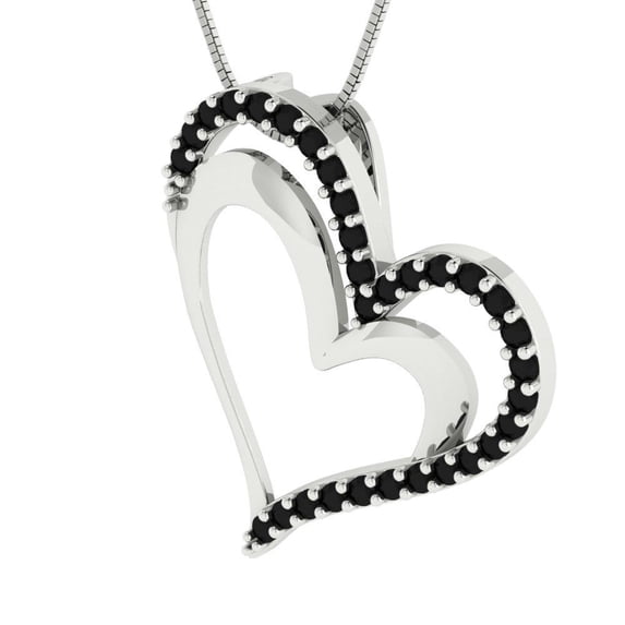 0.33 ct Brilliant Round Cut Natural Onyx 14k White Solid Gold Everyday Affordable Designer Necklace Pendant with 16" Chain
