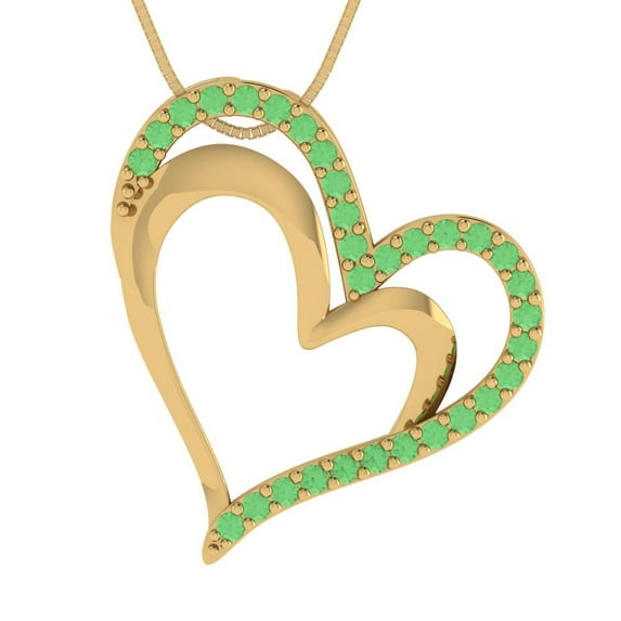 0.33 ct Brilliant Round Cut Green Diamond 14k Yellow hypoallergenic Solid gold Designer Everyday Affordable Dainty Necklace Pendant with 16" Chain