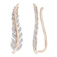 thumbnail image 1 of AFFY (0.33 cttw) Round Cut White Natural Diamond Feather Climber Ear Crawler In 10k Rose Gold, 1 of 1