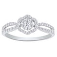 thumbnail image 1 of AFFY (0.33 cttw) Round Shape White Natural Diamond Flower Ring In 10k White Gold Ring Size-11.5, 1 of 2
