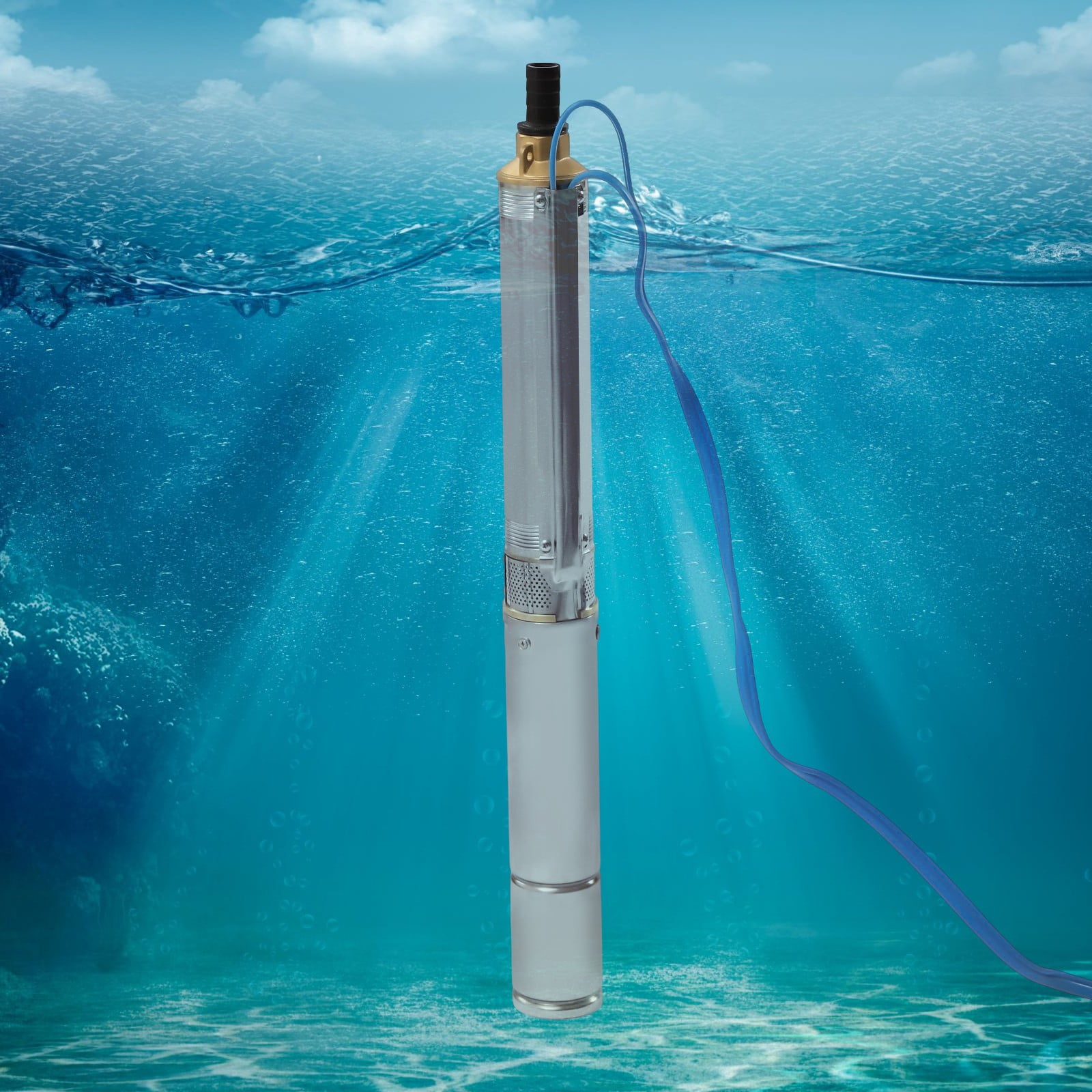 0.33HP 3 inch Deep Well Submersible Pump 16GPM 33ft Cable Stainless Steel For Drainage Of Cities, Factories, Railroads And Mines.