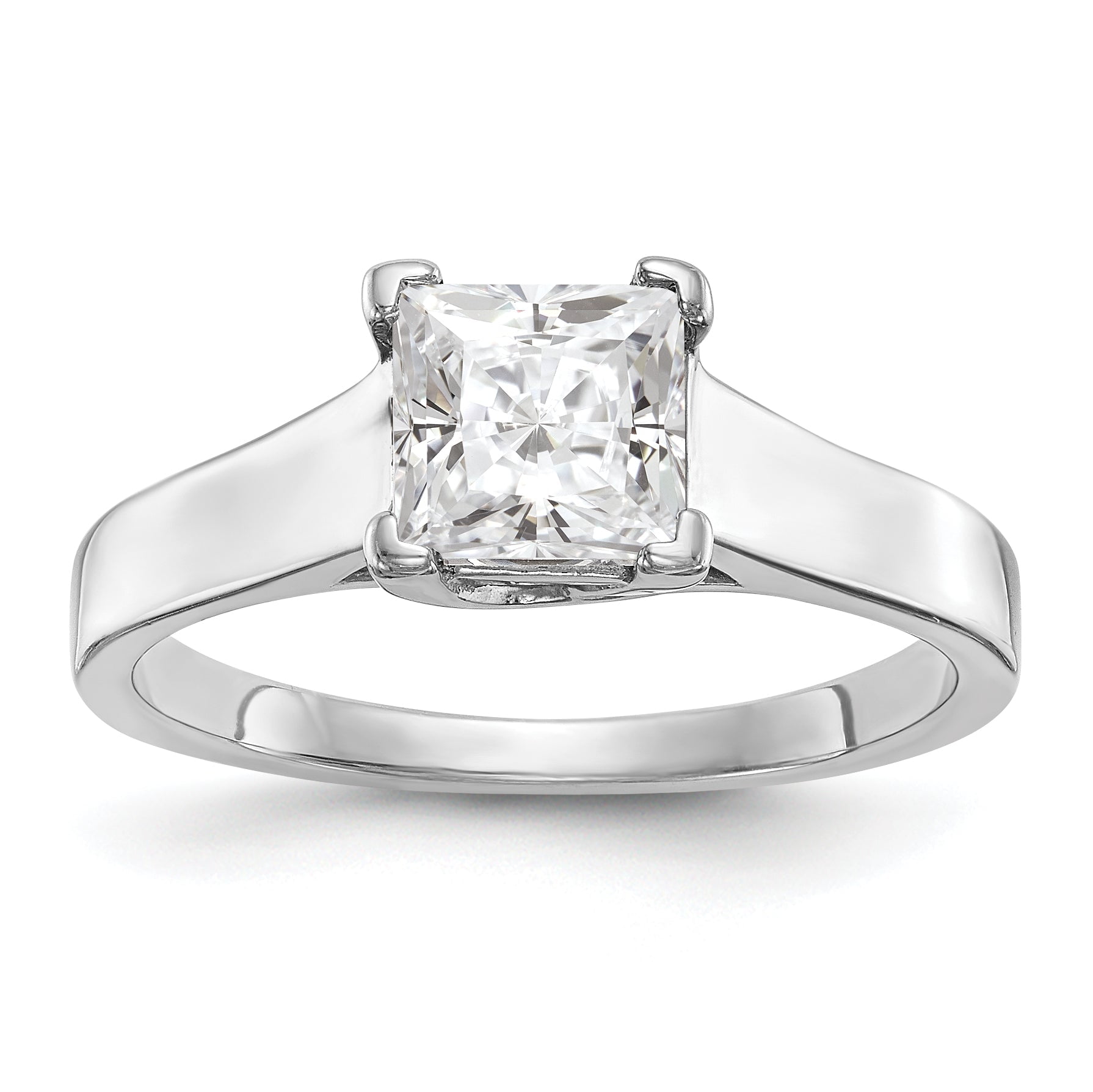 0.33ct. CZ Solid Real 14k White Gold Square Solitaire Engagement Ring ...