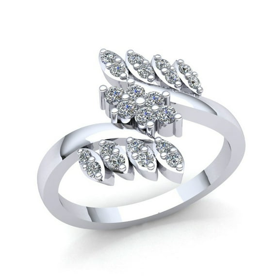 0.33ct Round Brilliant Cut Ladies Bridal Fancy Leaf Anniversary Wedding Band Solid 10K Rose, White or Yellow Gold JK I1