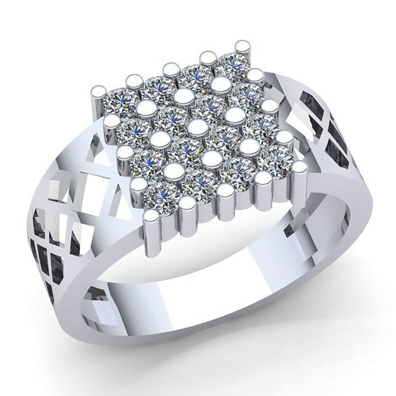 0.33ctw Round Cut Diamond Mens Cluster Anniversary Wedding Band Solid 14K Rose, White or Yellow Gold FG VS