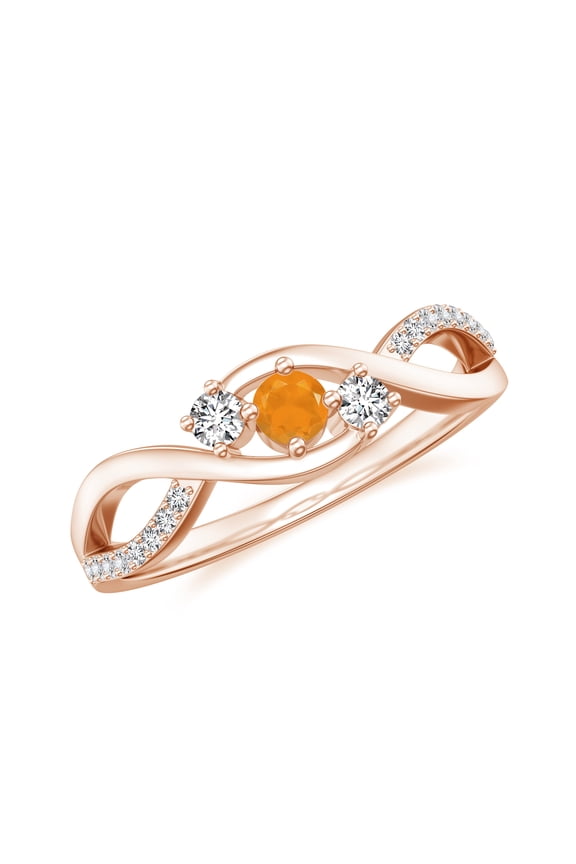 0.34 CT Three Stone Engagement Ring for Women 925 Sterling Silver Twisted Fire Opal Moissanite Rings Rose Gold Plated 3 Stone Promise Anniversary Ring Size 7