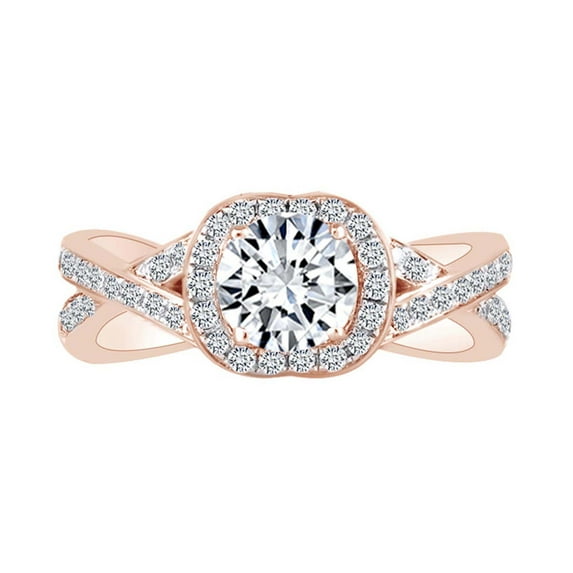 AFFY 0.34 Carat (Cttw) White Natural Diamond Semi Mount Crisscross Classic Engagement Ring 14k Solid Rose Gold (I-J Color, I2-I3 Clarity) Ring Size-7.5