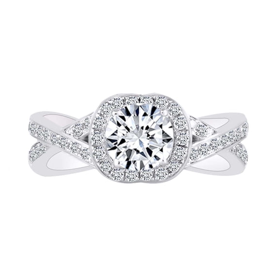 AFFY 0.34 Carat (Cttw) White Natural Diamond Semi Mount Crisscross Classic Engagement Ring 14k Solid White Gold (I-J Color, I2-I3 Clarity) Ring Size-5