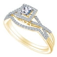 thumbnail image 1 of AFFY 0.34 Ct Princess & Round White Natural Diamond Infinity Halo Engagement Ring Bridal Set 14k Solid Yellow Gold, 1 of 1