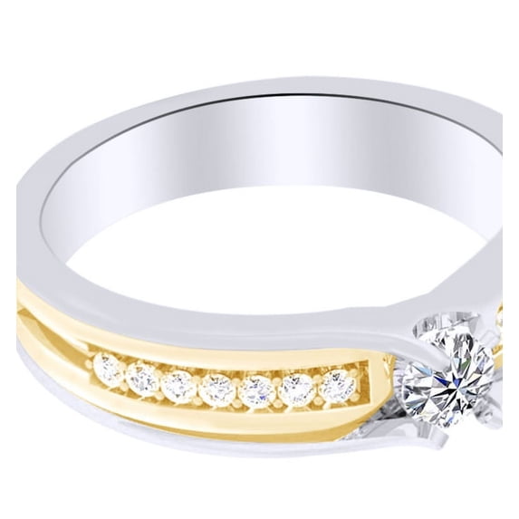 AFFY 0.34 Ct White Natural Diamond Solitaire Engagement Ring in 14k Two Tone White Gold Ring Size - 11.5