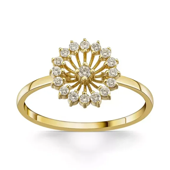 0.34Ct Lab Created Diamond Daisy Flower Engagement Ring in 14k Yellow Gold Plated