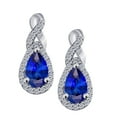 thumbnail image 1 of 0.35 Carat 8x6MM Pear Created Tanzanite and Diamond Swirl Earrings In 10k White Gold, 1 of 6