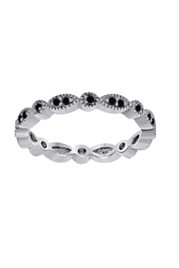0.35 Carat Black Diamond Stackable Eternity Wedding Band In 10K White Gold