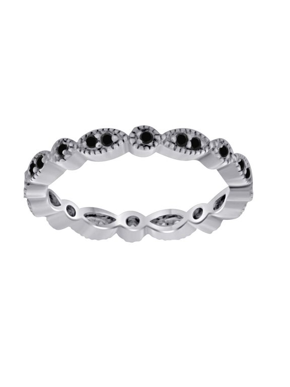 0.35 Carat Black Diamond Stackable Eternity Wedding Band In 10K White Gold