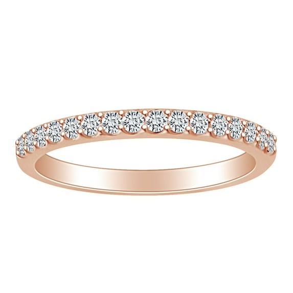 AFFY 0.35 Carat (Cttw) Round Shape White Natural Diamond Half Eternity Wedding Band Ring In 14k Solid Rose Gold Ring Size-8