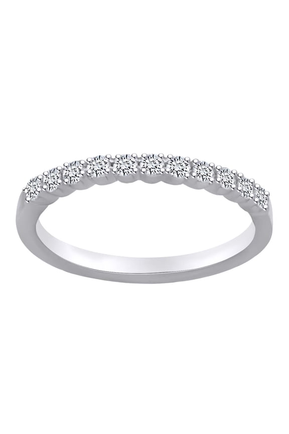 0.35 Carat (Ctw) Round Shape White Natural Diamond Half Eternity Wedding Band Ring In 14k Solid White Gold Ring Size-6.5