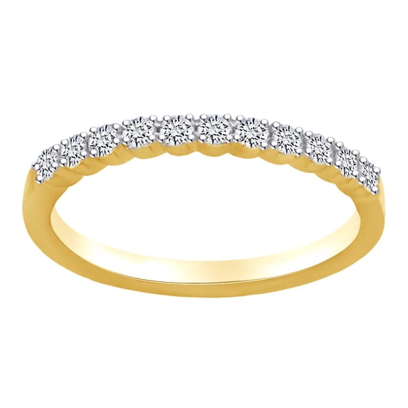 AFFY 0.35 Carat (Ctw) Round Shape White Natural Diamond Half Eternity Wedding Band Ring In 14k Solid Yellow Gold Ring Size-7