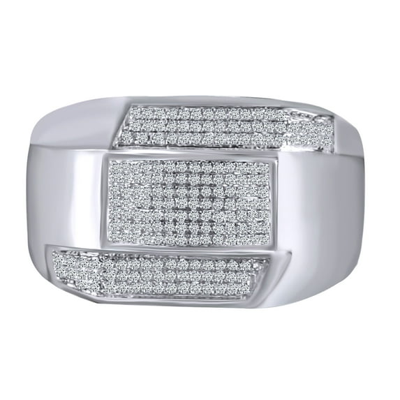 AFFY 0.35 Carat (Ctw) Round Shape White Natural Diamond Men's Wedding Ring 10k Solid Gold
