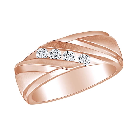 AFFY 0.35 Carat (Ctw) Round White Natural Diamond Men's Engagement Band Ring 10k Solid Gold