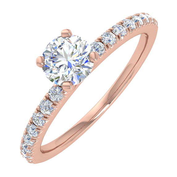0.35 Carat Prong Set Diamond Engagement Ring Band in 14K Rose Gold (Ring Size 8)