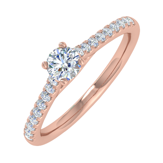 0.35 Carat Prong Set Diamond Engagement Ring Band in 14K Rose Gold (Ring Size 9)