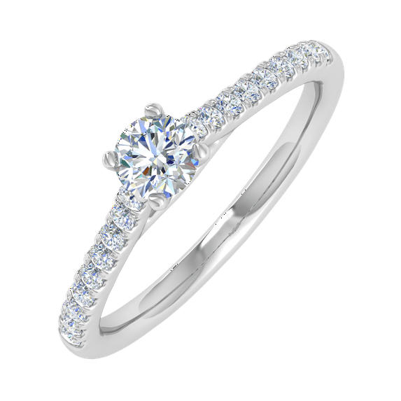 0.35 Carat Prong Set Diamond Engagement Ring Band in 14K White Gold (Ring Size 10.5)