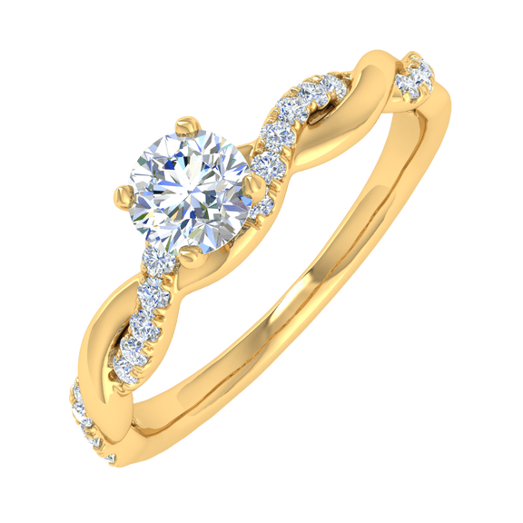 0.35 Carat Prong Set Solitaire Diamond Engagement Ring Band in 14K Yellow Gold (Ring Size 10.25)