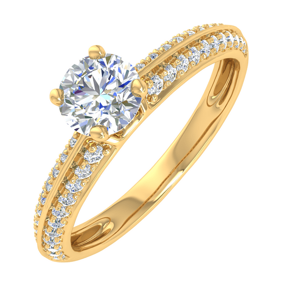 0.35 Carat Prong Set Solitaire Diamond Engagement Ring Band in 14K Yellow Gold (Ring Size 8.25)