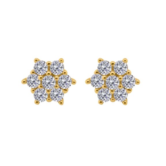 0.35 Carat Round Diamond Star Shaped Stud Earrings for Women In 14K Yellow Gold Plated Over 925 Sterling Silver With Secure Backs