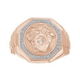 thumbnail image 1 of AFFY 0.35 Carat Round White Natural Diamond Men's Medusa Ring 14K Rose Gold Over Sterling Silver Ring Size-9, 1 of 1